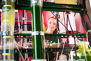 Student in Environmental lab