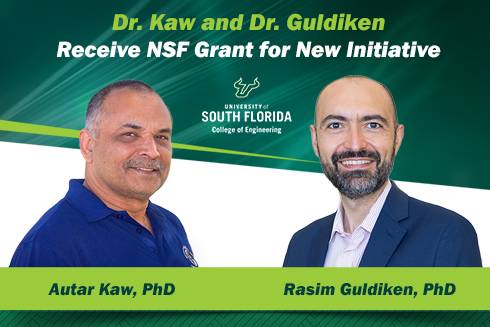 listing image of graphic announcing nsf award to kaw and guldiken, usf engineering
