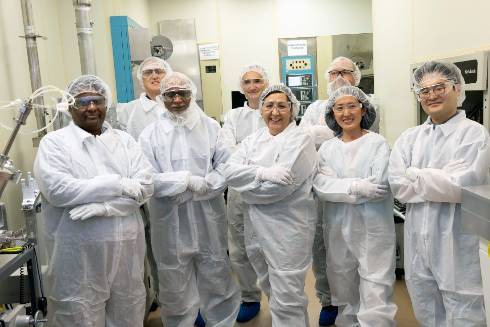 USF Engineering Professors in bunny suits in clean room