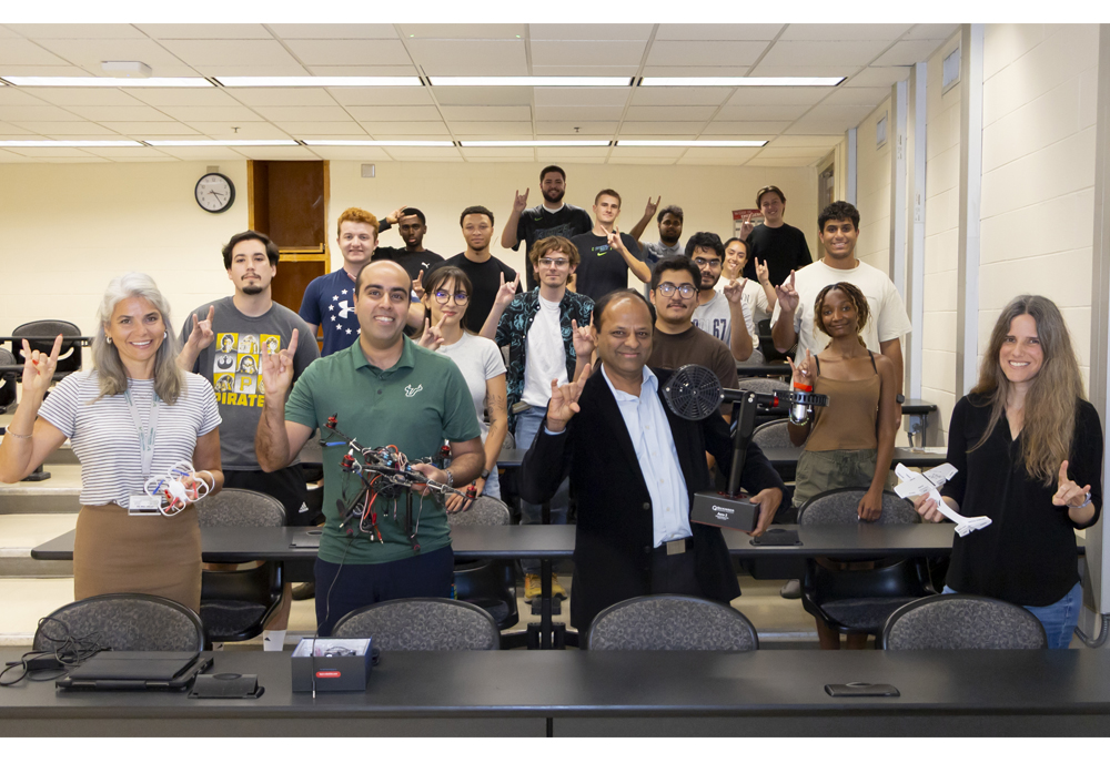 Students and faculty in an aerospace engineering course