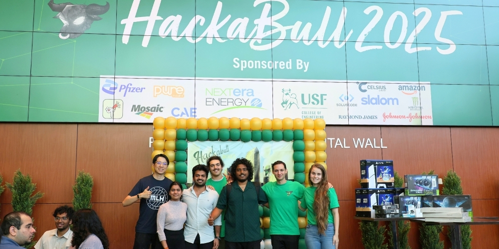 Group shot of winners at HackaBull 2025