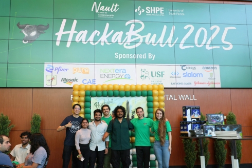 Group shot of winners at HackaBull 2025