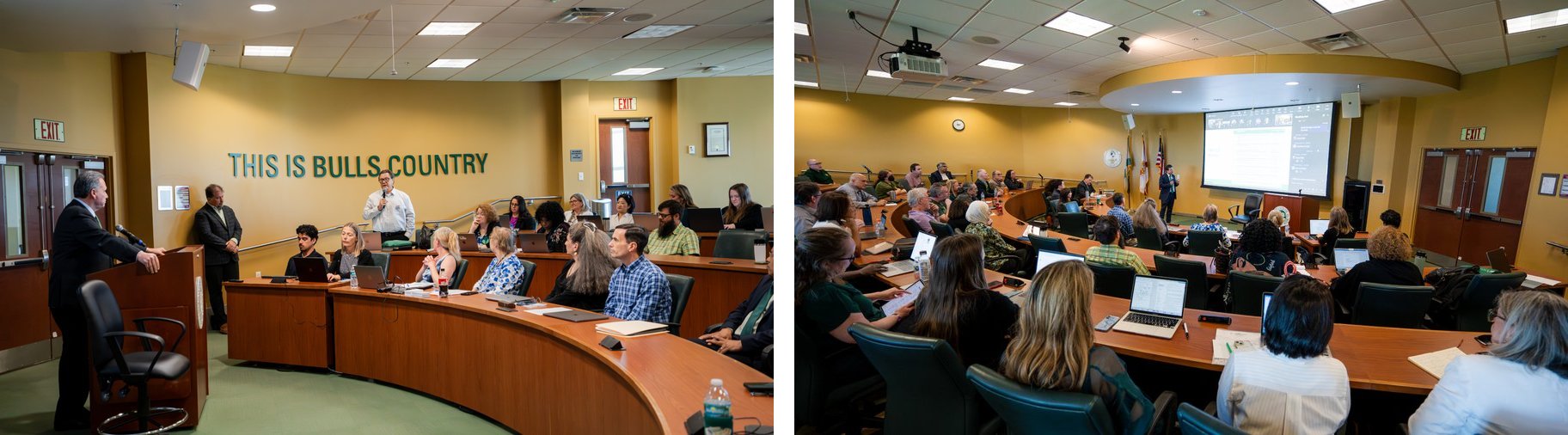 The Faculty Senate meet monthly in the MSC 4th floor chamber