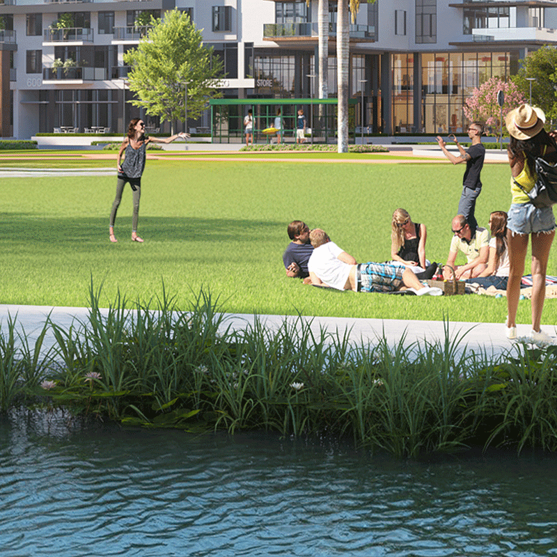 Conceptual Conceptual rendering of green spaces