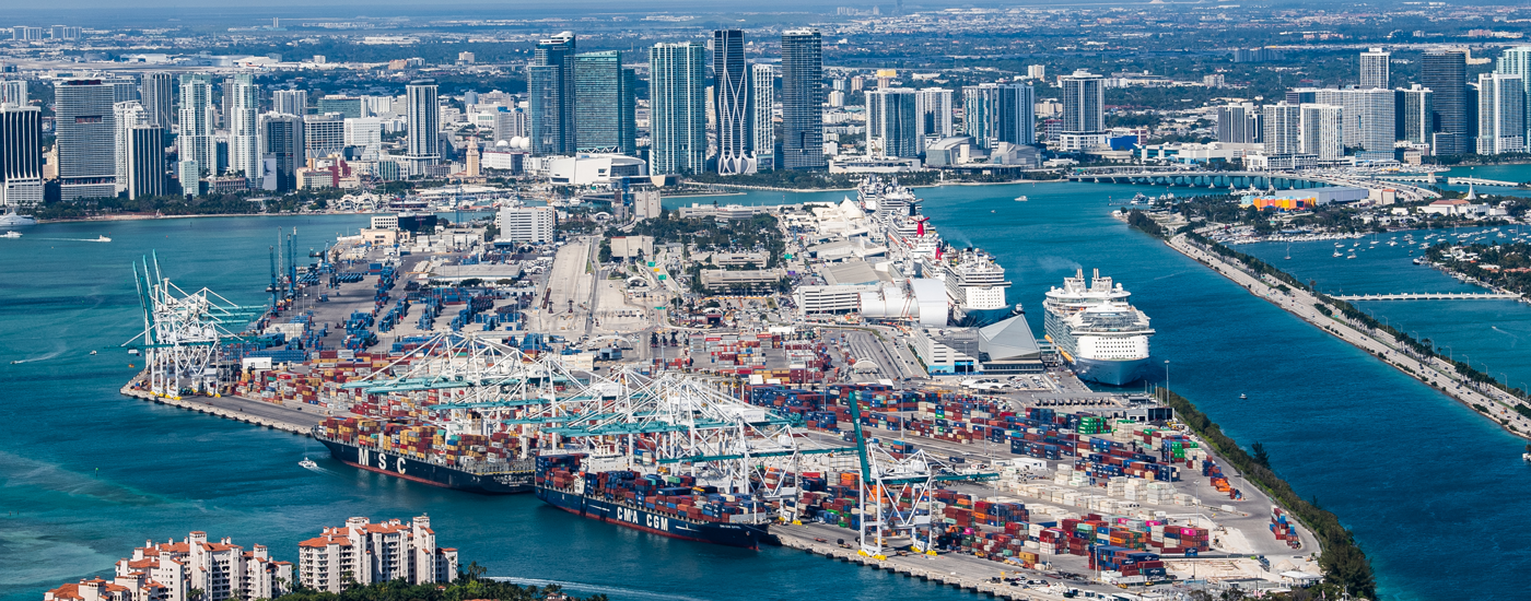 Aerial view of Port of Miami