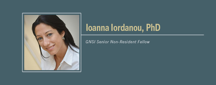 Ioanna Iordanou, PhD headshot with text description GNSI Non-Resident Senior Fellow
