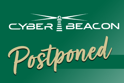 Cyber Beacon 2025 logo with the text "Postponed" 