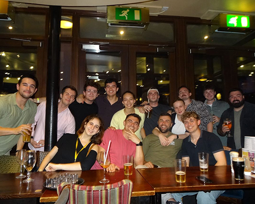 Group photo at a local pub at the 2025 International Security and Intelligence Programme