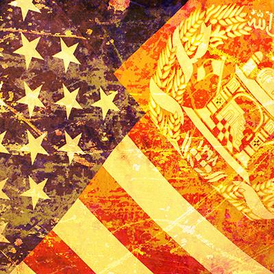 Posterized image of the flags from the United States and Afghanistan