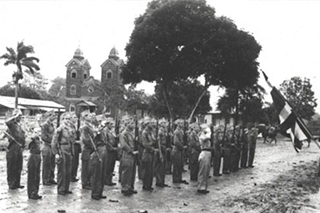 Soldiers in formation during the Costa Rica Civil War of 1948