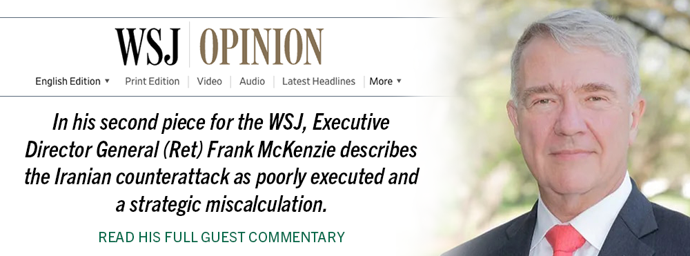 GNSI Executive Director writes second guest commentary story for the Wall Street Journal, describing an Iranian counterattack as poorly executive and a strategic miscalculation.