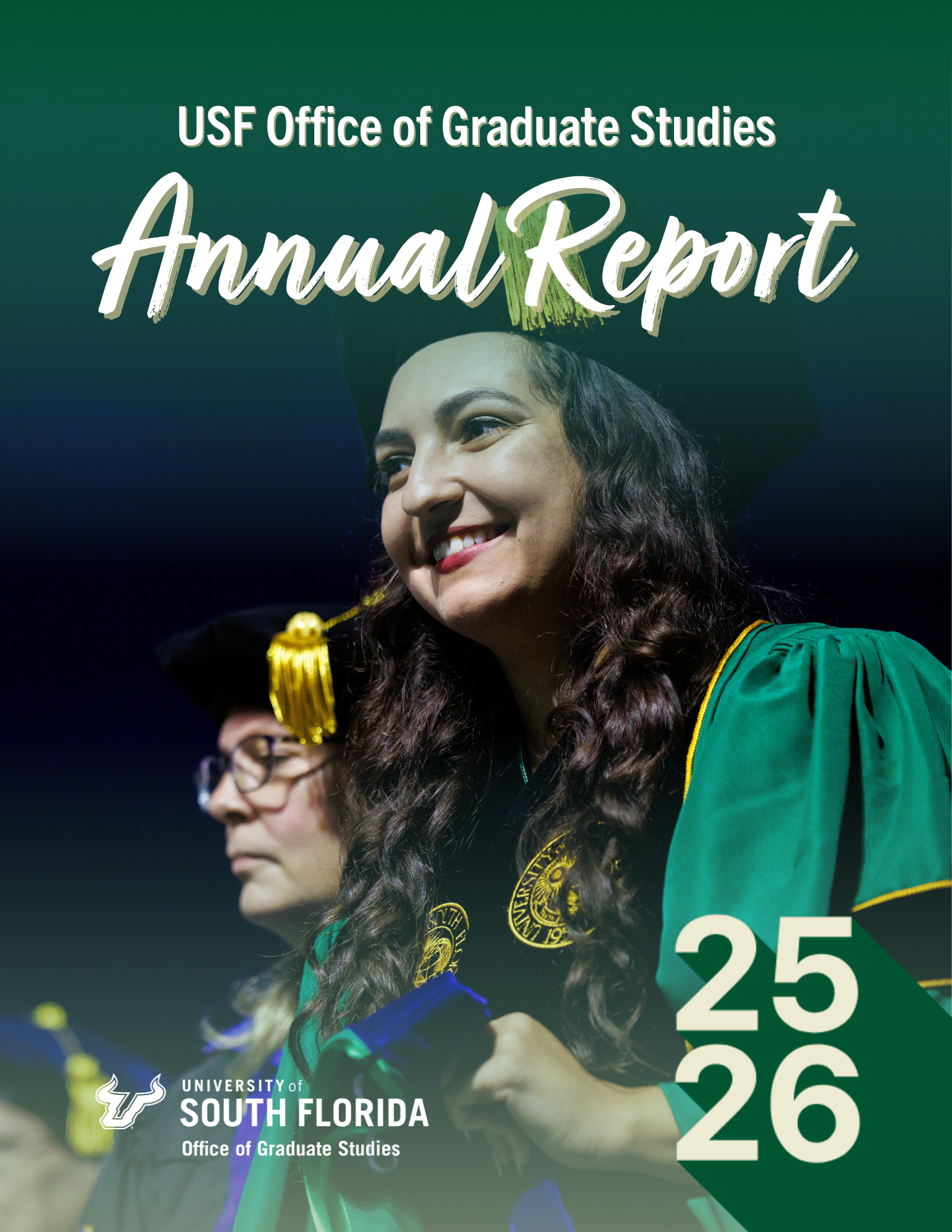 A graphic of the cover of the Office of Graduate Studies' annual report. 