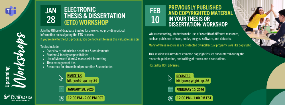 ETD Workshops upcoming - spring 2026