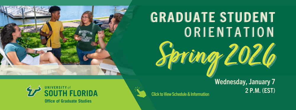 Spring 2026 Graduate Orientation slider leads to schedule