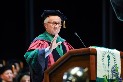 Charles J. Lockwood, MD, MHCM, executive vice president of USF Health and dean of the USF Health Morsani College of Medicine, delivered his commencement address for the Class of 2025.