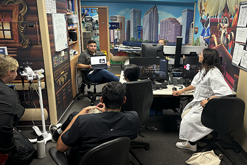 Research group working in an office