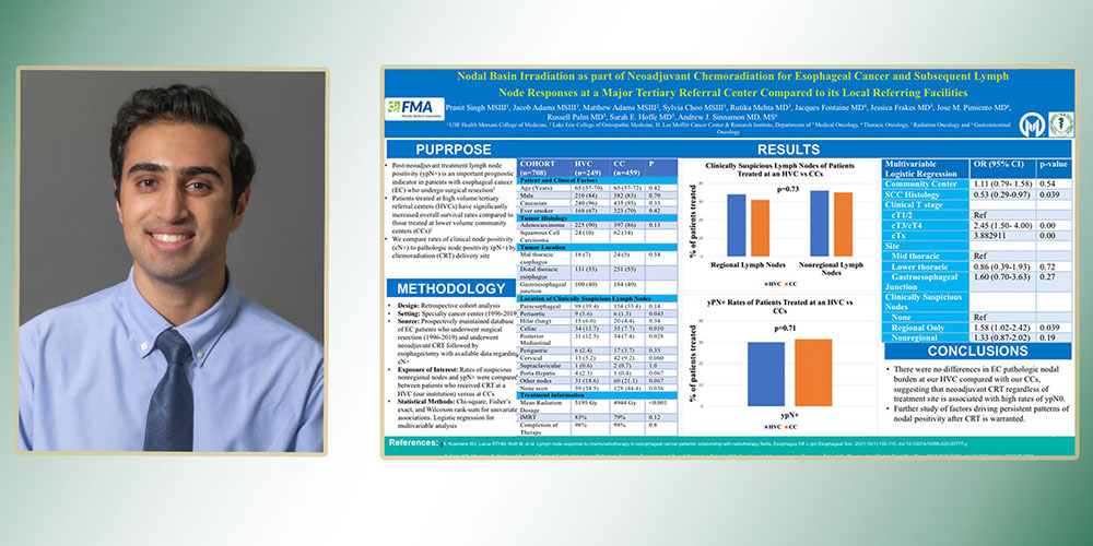 Composite of student's photo and research poster