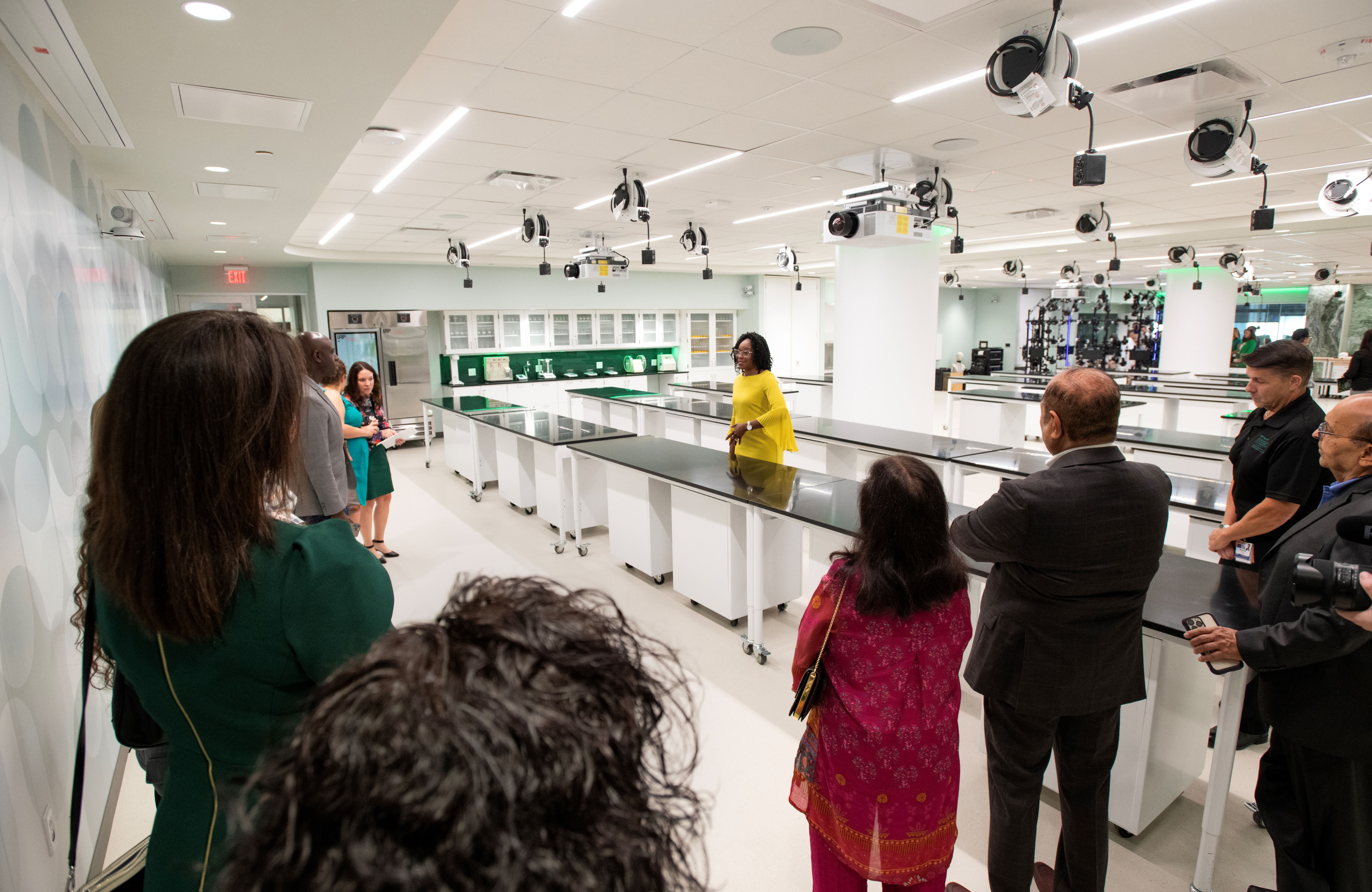 Dr. Angela Hill explains how students will use the clinical learning space.