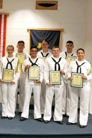 Steen at a ceremony with her command