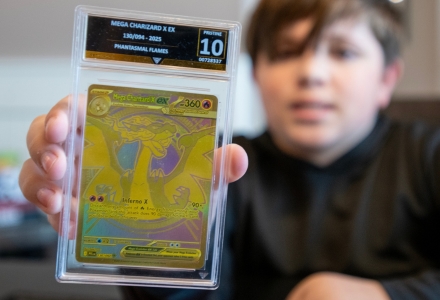 Caden holding his favorite pokemon car.