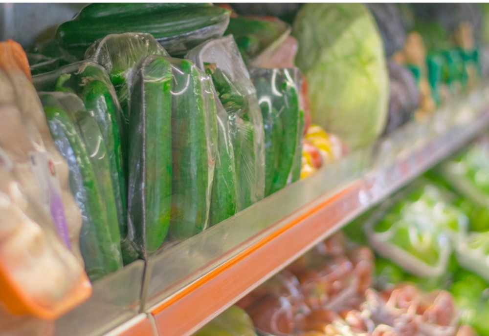 Fresh produce on a grocery aisle