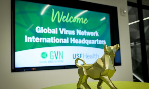 Digital screen welcoming the GVN HQ