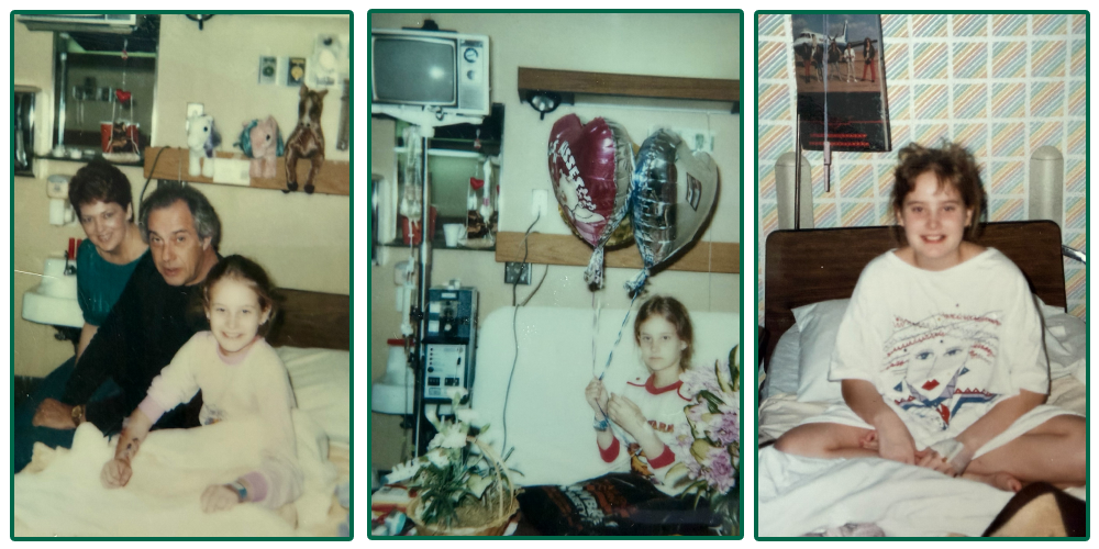 Larson in hospital as a child. 