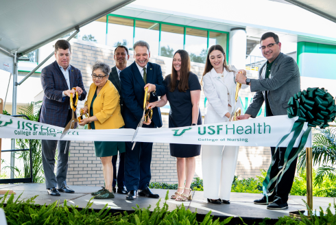 USF leaders cut the ribbon on the newly expanded College of Nursing facility