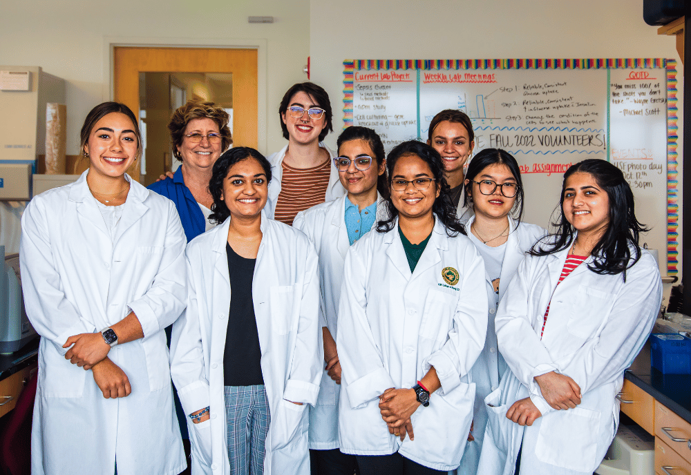 Biobehavioral Lab Student Volunteers Pose with Dr. Stephanie Prescott