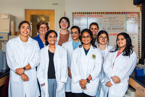 Biobehavioral Lab Student Volunteers Pose with Dr. Stephanie Prescott