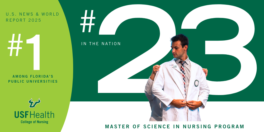 USF College of Nursing program has been ranked No. 23 nationally by U.S. News & World Report.