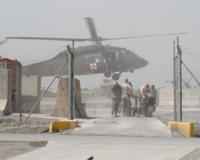 Waiting for wounded to land.  Salerno, Afghanistan.