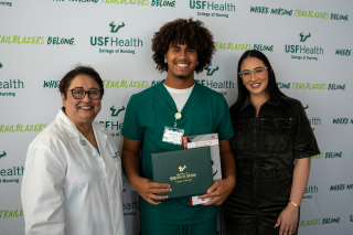 Dean Menon and Tina Pepin with a summer nursing high school student