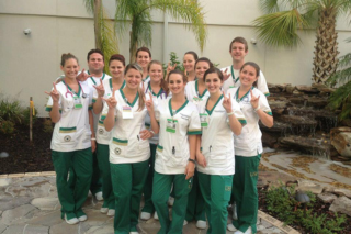 Rebecca Koerner poses with her undergraduate cohort. 