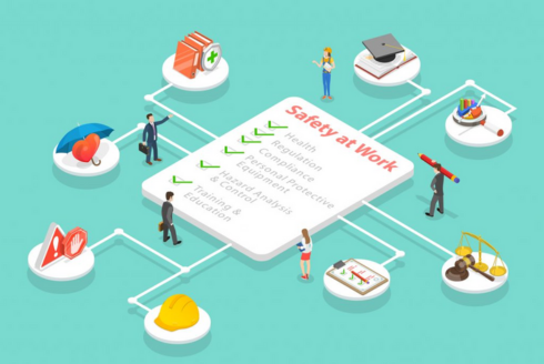 Teal graphic of various people gathering around a