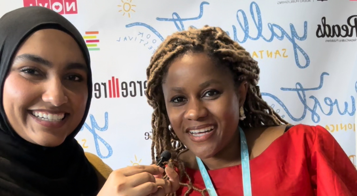 two women smiling