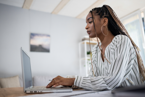 Young African-American woman working on a computer