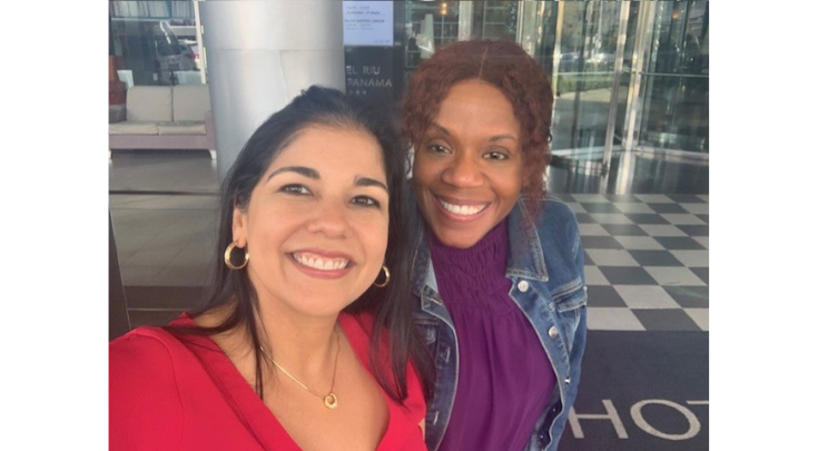 two women smiling