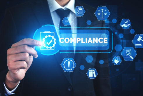 Compliance rule regulation graphic interface for business quality policy.