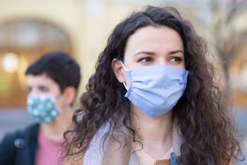 Employees wearing COVID-19 masks.