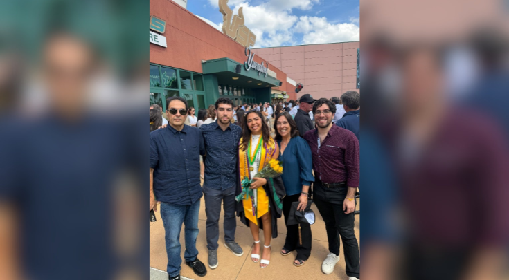 Muñoz (center right), her husband and kids attended her daughter's graduation at USF’s Yuengling Center. (Photo courtesy of Muñoz)