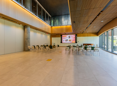 The forum at the Judy Genhaft Honors college is a space that is useful for special event and gatherings. 