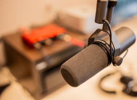 The multimedia studio provides sound  and recording equipment.
