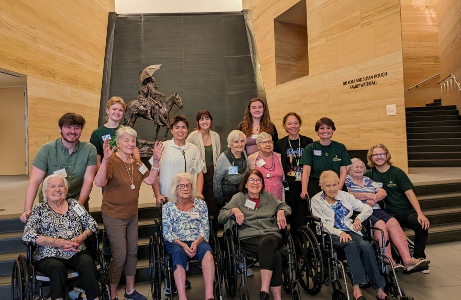 Group of Honors students with Alzheimer's and demential patients at the James Museum of Western and Wildlife Art