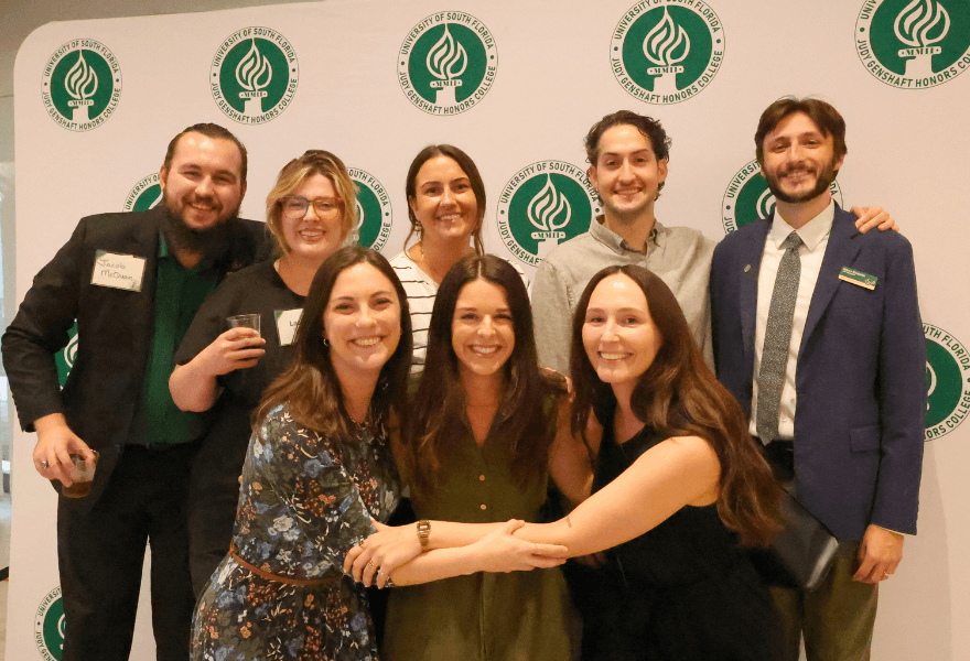alumni gather for a photo at the JGHC alumni society kickoff