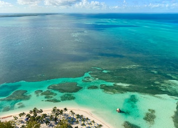 Aerial image of the waters in the Bahamas