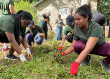 Students work on a service project in the Dominican Republic