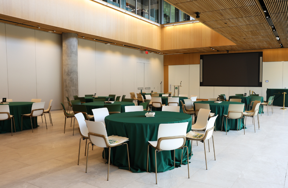 Forum space with round tables
