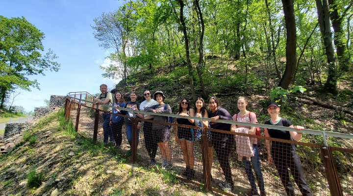 Students hike in Germany