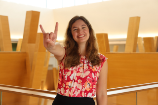 Heather Stroup smiles in the Judy Genshaft Honors College